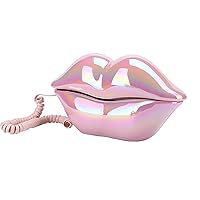 Advanced Home Telephone, Interesting Mouth Lip-Shaped , Funny Pink Lip Plastic Telephone Cable, Wire Phone Home Decoration, A for Friends or Families House Phone