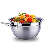 CHUNCIN - Bowl Stainless Steel Deep Mixing Salad Bowl, Cooking Baking & Serving Bowls for Pasta, Stirring, Food Preservation, Highly Polished Technology, for Easy Grip and Pouring,Natural