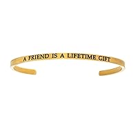 Intuitions Stainless Steel Yellow Finish a Friend Is a Lifetime Gift Cuff Bangle