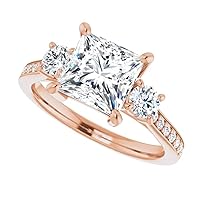 Moissanite Petite Wedding Ring Moissanite Accented Rings for Women Promise Gifts for Her 2 Ct Princess Cut Engagement Ring