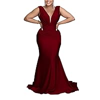 Formal Dresses for Women Sleeveless Deep V Neck Party Cocktail Maxi Dress 2023 Mermaid Evening Gown