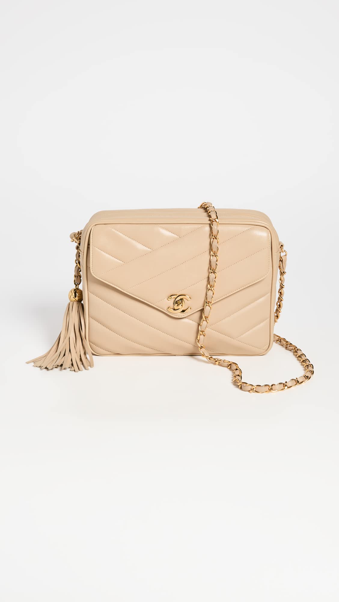 CHANEL Women's Pre-Loved Beige Quilted Crossbody Bag