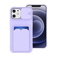 Slide Camera Protection Wallet Card Bag Phone Case for iPhone 14 12 11 13 Pro Max X XR XS 7 8 Plus Soft Silicone Cover,Purple,for iPhone 13 Mini