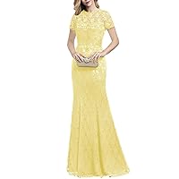 Sheath/Column Elegant Mother of The Bride Dresses Scoop Neck Short Sleeve Floor-Length Evening Dress with 2024