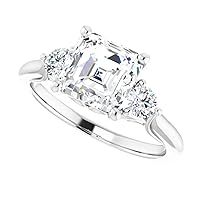 Moissanite Star Moissanite Ring Asscher 2.0 CT, Moissanite Engagement Ring/Moissanite Wedding Ring/Moissanite Bridal Ring Set, Sterling Silver Ring, Perfact for Gifts Or As You Want