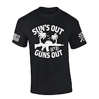 Patriot Pride Tshirt Mens Funny Sun's Out Guns Out Beach Palm Tree Paradise Short Sleeve T-Shirt Graphic Tee