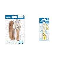 Dr. Brown's Baby Brush + Comb & Infant-to-Toddler Giraffe Training Toothbrush, 0-3 Years