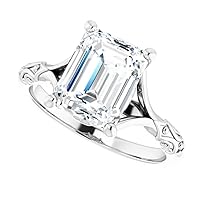 Moissanite Solitaire Ring, 2 CT Colorless Stone, 925 Sterling Silver with 18K Gold, Engagement Ring for Women