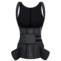 Women's Latex Waist Trainer Corset Steel Bone Underbust Body Shaper Vest with Adjustable Belts