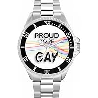 Pride Rainbow Ribbon Proud Mens Wrist Watch 42mm Case Custom Design