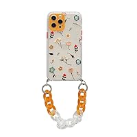 Colorful Flowers Silicone Bracelet Phone case, Suitable for iPhone 12 pro max 11 promax X XS XR 7 8 Plus Soft Transparent Anti-Drop Protective Cover,B with Chain,for iPhone 12Pro