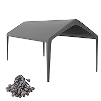 10x20 Canopy Replacement Cover, Carport Replacement Canopy, 800D Oxford Waterproof & UV Protected Tarp with Ball Bungees (Frame is not Included) (Gray)