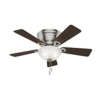 Hunter Haskell Indoor Low Profile Ceiling Fan with LED Light and Pull Chain Control, 42