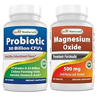 Best Naturals Probiotic 10 Strains & 30 Billion CFU & Magnesium Oxide 500 mg