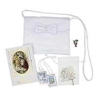 Christian Living Girl First Communion Purse Missal Rosary and Pouch Scapular and Pin Gift Set