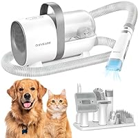 Dog Grooming Clipper Kit 13000Pa Strong Grooming & Vacuum Suction 99.99% Pet Hair, 1.5L Large Capacity Dust Cup, Low Noise Pet Hair Vacuum, 7 Grooming Tools & 6 Nozzles for Cat & Dog Hair