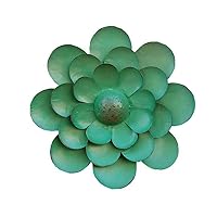 ChezMax Metal Flower Green Layered Flower Wall Sculptures Retro Art Wall Decor for Home Garden Porch Patio Bedroom Living Room 12.6 X 2.7 inches