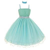 AkiDress Chic Two-Tone Tulle Dress with Glimmer Stone Waist for Flower Girl