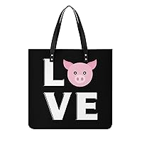 Love Pig Printed Tote Bag for Women Fashion Handbag with Top Handles Shopping Bags for Work Travel