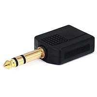 Monoprice 6.35mm (1/4 Inch) Stereo Plug to 2 x 6.35mm (1/4 Inch) Stereo Jack Splitter Adaptor - Gold Plated