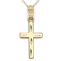 Finejewelers 14k Yellow Gold Bright Cut Cross Pendant Necklace Chain Included