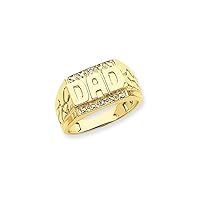 14k Yellow Gold Solid Polished Prong set Not engraveable Diamond mens ring Size 10 Jewelry for Men