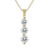 1 Carat TW Three Stone Diamond Pendant Available in 14K Yellow and White Gold