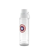 Marvel Captain America Icon Made in USA Double Walled Insulated Tumbler Travel Cup Keeps Drinks Cold & Hot, 24oz Venture Lite Water Bottle, Classic
