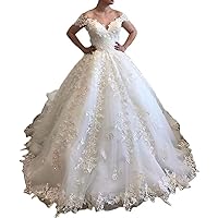 Lace up Corset Wedding Dresses for Bride Plus Size Off Shoulder Sequins Princess Bridal Ball Gowns Train