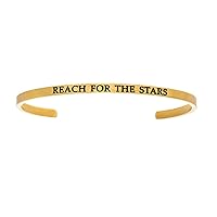 Intuitions Stainless Steel Yellow Finish reach for the Stars Cuff Bangle