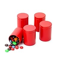 Small Tin Can Box Coffee Tea Candy Storage Loose Leaf Tea Tin Containers Storage 5 Pcs (Red, M)
