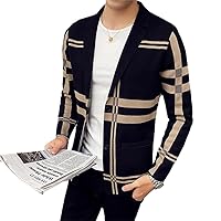 Plaid Knitting Sweater Cardigan Male V-Neck Outer Wear in The Spring Autumn Light Handsome Recreational Sweater