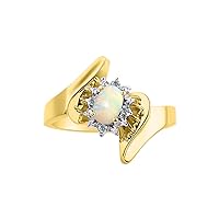 Floral Designer Ring with 6X4MM Oval Gemstone & Sparkling Diamonds in Yellow Gold Plated Silver- Birthstone Jewelry for Women - Available in Sizes 5 to 10 Embrace Elegance!