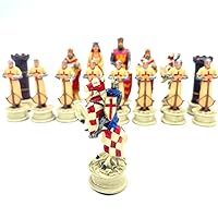 Blue Ottomans & Brown Crusaders Set - Handmade Polyester Wooden Chess Pieces (Checkers Not Included)