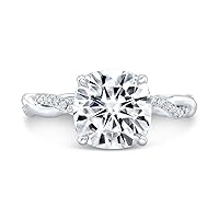 Kiara Gems 3.75 CT Cushion Diamond Moissanite Engagement Ring Wedding Ring Eternity Band Solitaire Halo Hidden Prong Silver Jewelry Anniversary Promise Ring Gift