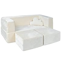 Milliard Kids Couch - Modular Kids Sofa for Toddler and Baby Playroom/Bedroom Furniture (Ivory) with Bonus Pillow