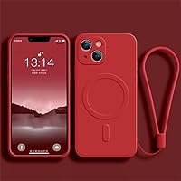 Liquid Silicone Case for iPhone 15 11 13 12 14 Pro Max XR Xs Plus Phone Magnetic Wireless Charging Cover,red, for iPhone 15Pro