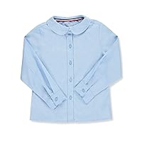 French Toast Big Girls' L/S Peter Pan Blouse (Sizes 7-20) - Blue, 20