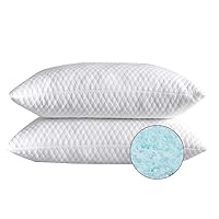 2 Pillows, Shredded Memory Foam Bed Pillows for Sleeping, with Washable Removable Cooling Hypoallergenic Sleep Pillow for Back and Side Sleeper, Queen (2-Pack)