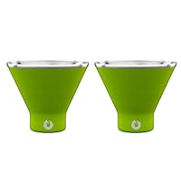SNOWFOX Premium Vacuum Insulated Stainless Steel Martini Glass -Set of 2 -Martinis Stay Icy Cold -Stemless Cocktail Glasses -Elegant Home Entertaining -Bold Beautiful Barware Set -8 oz -Lime