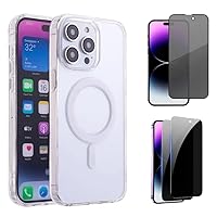 ARCIO Magnetic Case for iPhone 15 Pro Max, [1 Anti-Spy Tempered Glass Screen Protector], [Military Grade Protection], [Yellowing and Scratch Resistant Case], [Transparent] (iPhone 15 PRO MAX)