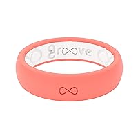 Groove Life Solid Thin Silicone Ring - Breathable Rubber Wedding Rings for Women, Lifetime Coverage, Unique Design, Comfort Fit Ring