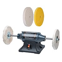 POWERTEC BF800C Slow Speed and Long Shift Bench Buffer Polisher with 2 Extra Buffing Wheels, 8 Inch Buffing & Polishing Bench Grinder Machine for Metal, Jelwelry, Knife, Wood, Jade and Plastic