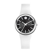 Philip Stein Analog Display Wrist Japanese Quartz Colors Small Smart Watch White Silicone Band Pin Buckle with Black Dial Natural Frequency Technology Provides More Energy - Model F36S-LCB-W