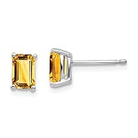 14k Gold Emerald Cut Citrine Earrings Jewelry for Women in Yellow Gold White Gold and 10x8mm 12x10mm 6x4mm 8x6mm 9x7mm