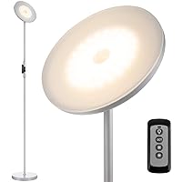 JOOFO Floor Lamp,30W/2400LM Sky LED Modern Torchiere 3 Color Temperatures Super Bright Floor Lamps-Tall Standing Pole Light with Remote & Touch Control for Living Room,Bed Room,Office（Platinum Silver）