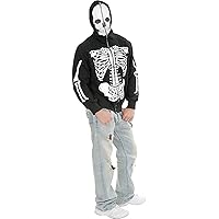 Charades Men's Skeleton Hoodie Costume Sweatshirt