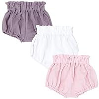 3 Pack of Little Baby Girls Boys Cotton Linen Blend Cute Bloomer Shorts