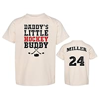 Custom Hockey Toddler Shirt, Daddy's Little Hockey Buddy (Name & Number), Jersey, Personalized Toddler, Dad, Short Sleeve Tee