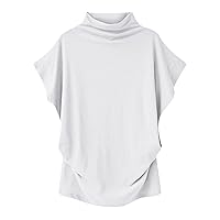 Womens Casual Mock Neck T-Shirts Summer Short Batwing Sleeve Fashion Tee Tops 2024 Plus Size Loose Fit Pullover Tees